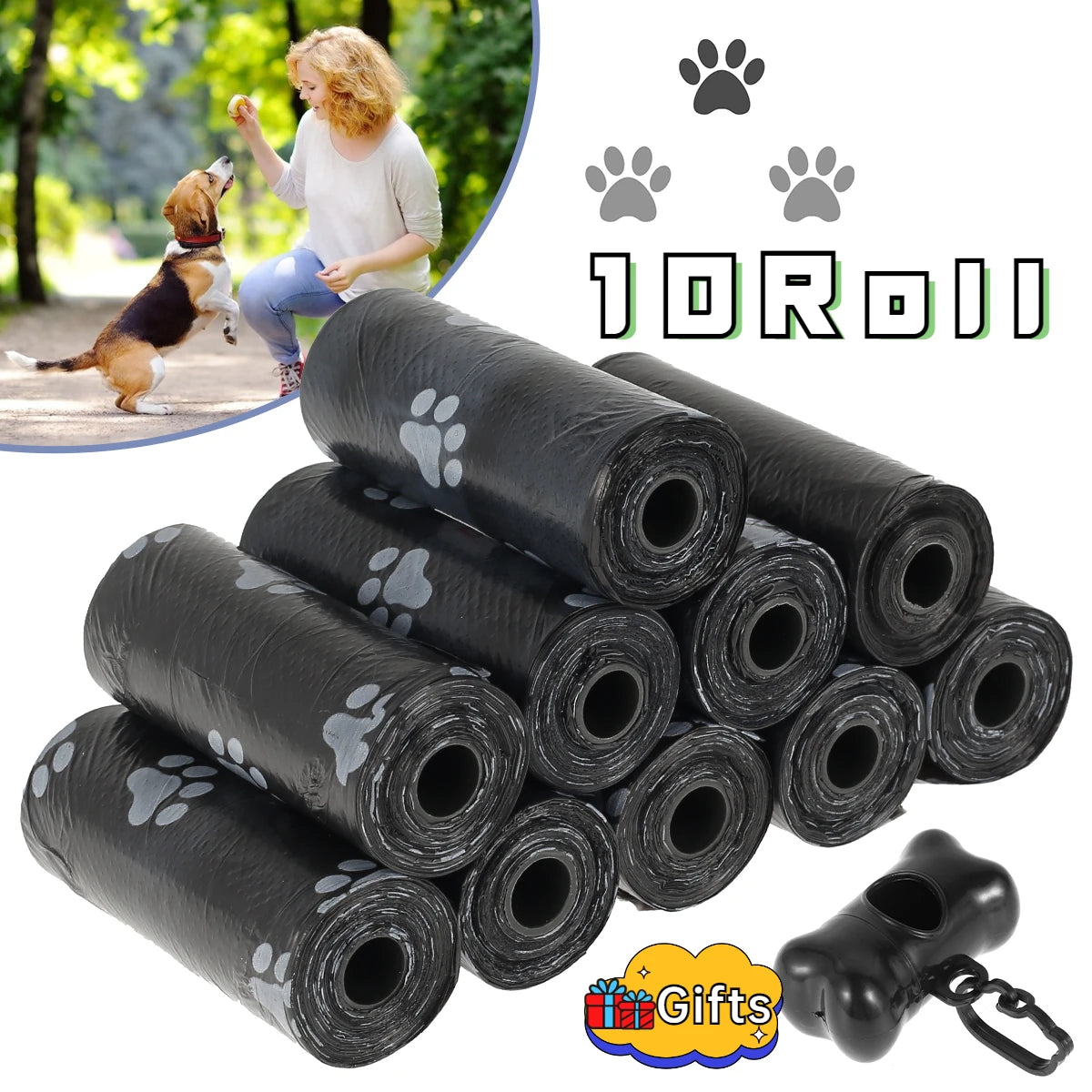 10/30/50Roll Dog Poop Bags Disposable Pet Waste Bags Dog Waste Bags Design Pet Poop Clean Pick Up Bone Bag Dispenser Tools