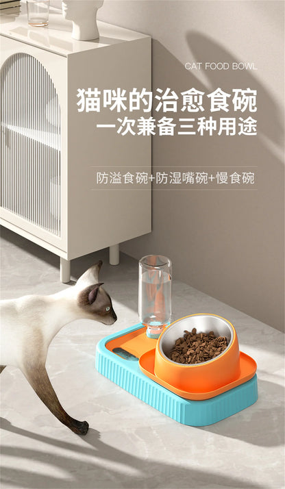 Cat Feeder Slope Anti-Ant Food Bowl For Cat Pet Accessories Dog Bowl Stainless Steel Container For Cats Pet Supplies