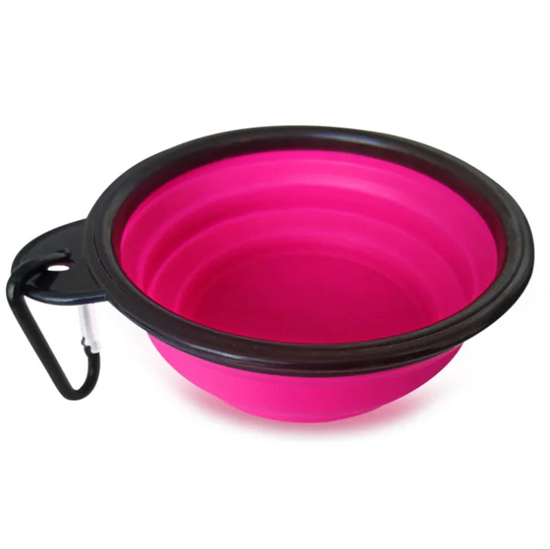 Pet dog cat feeding water folding bowl with buckle pet    outdoor portable utensils universal  equipment 1pcs