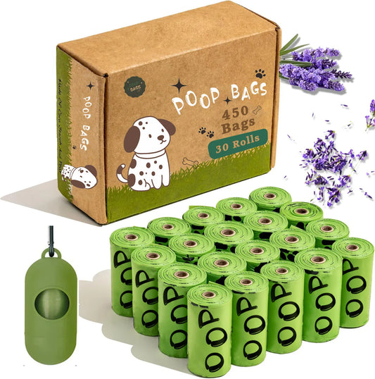 CASPER Biodegradable Dog Poop Bags Lavender Scented Pet Poop Bags With Holder Extra Thick Leakproof Dog Poop Bags With Dispenser