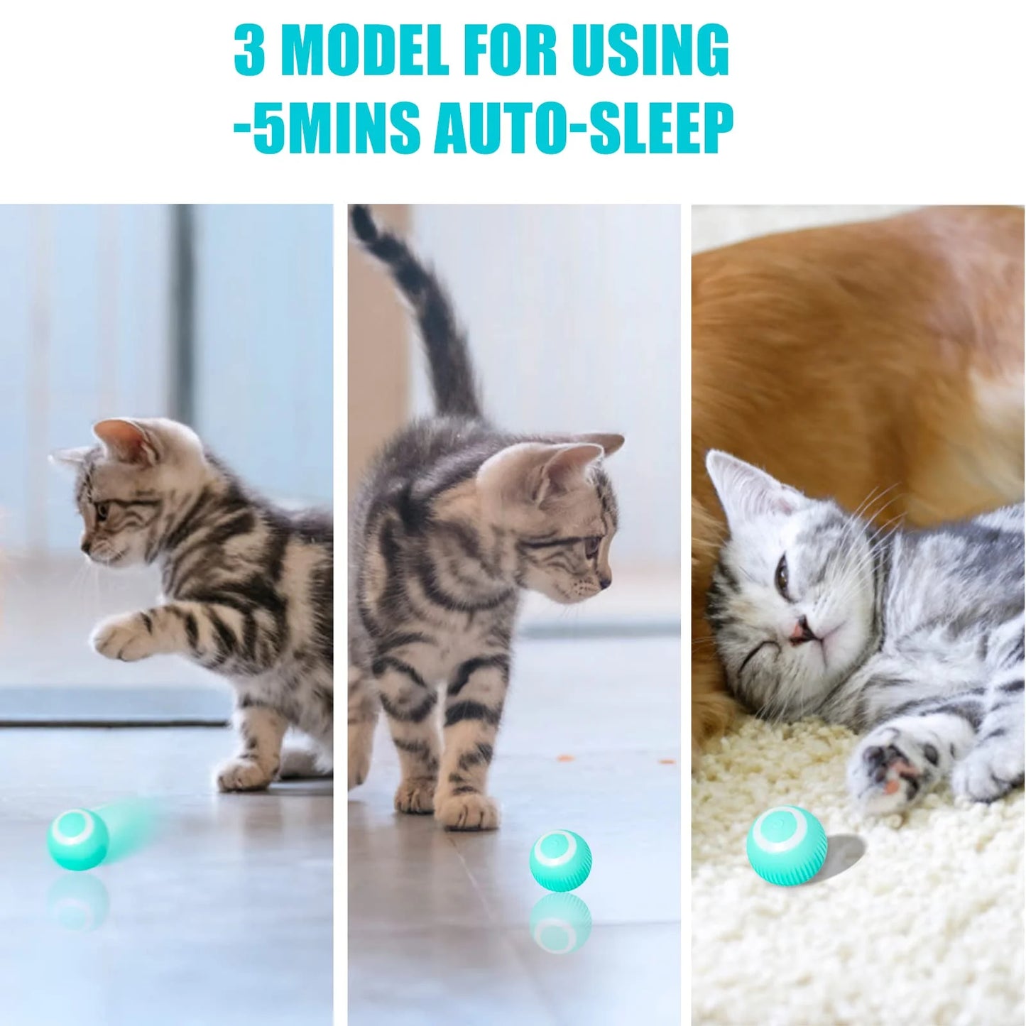 Interactive Cat Toys Ball, Automatic 360° Self-Rotating Rolling Ball USB Accessories Cats Pet Exercise Chase Toy Ball for Kitten
